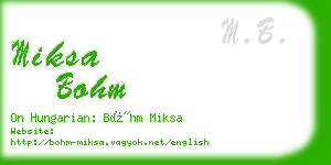 miksa bohm business card